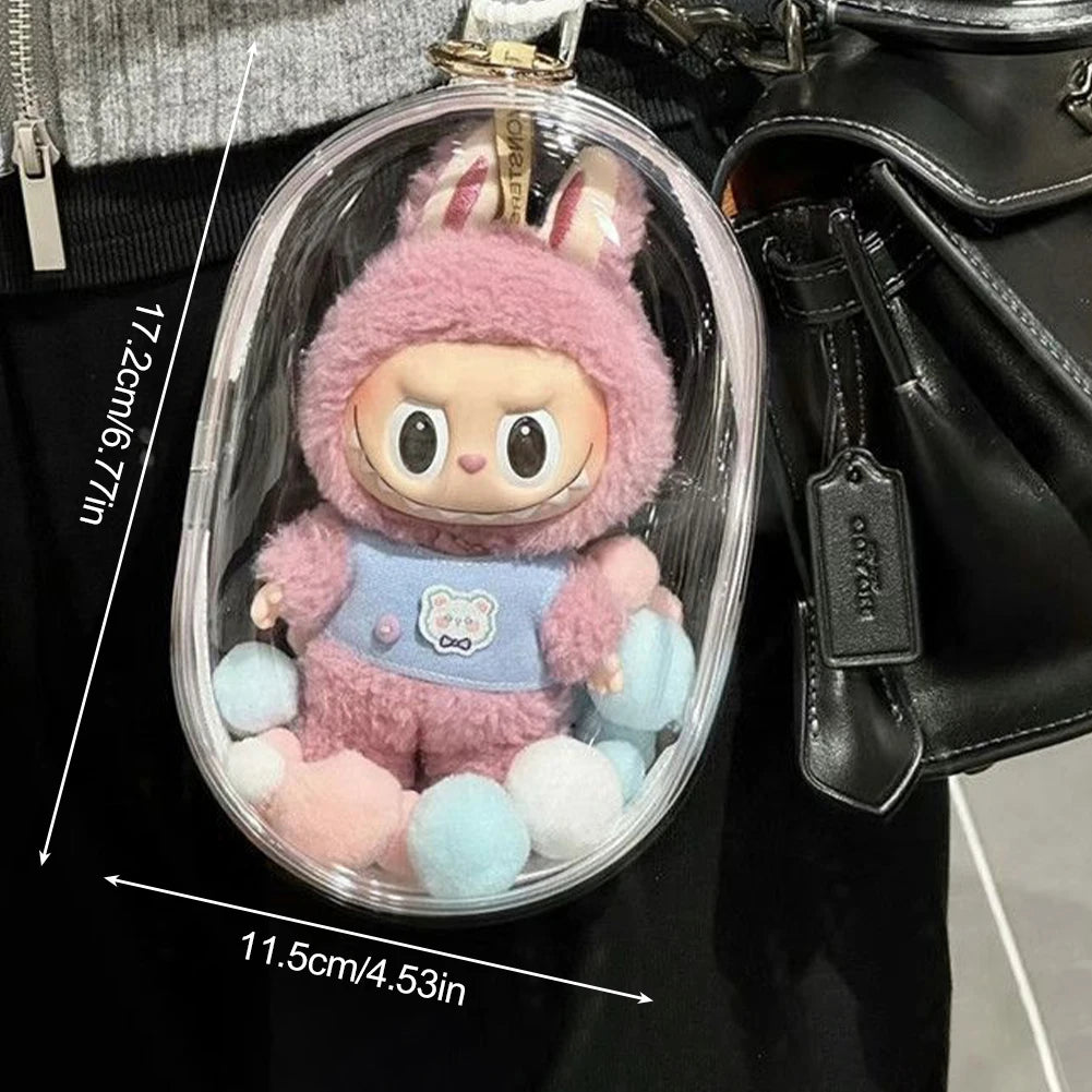 Protective Acrylic Case shell Transparent Organizer Box For Labubu V1 V2  Thickened Doll Bag Keychain Bags