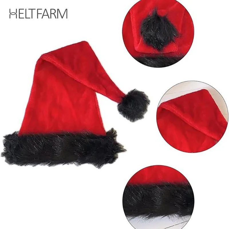 Adult Velvet Santa Hat Comfortable Hat Red And Balck Plush Christmas Santa Hat For New Year Presents