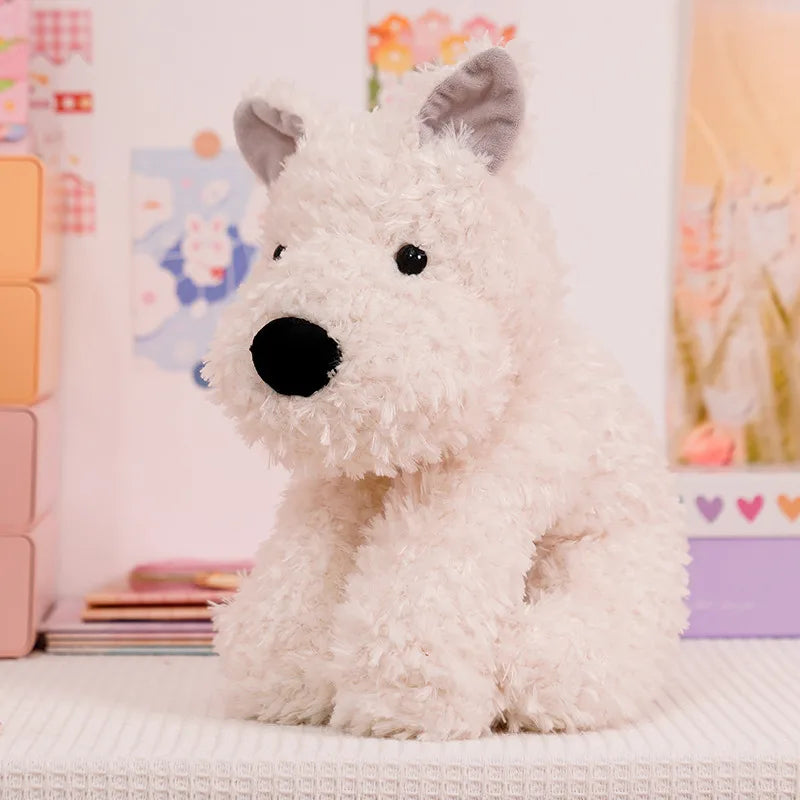 Kawaii White West Highland Puppy Doll Soft Stuffed Baby Accompany Toy Cute Fluffy Dog Plush Sleeping Pillow Birthday Gift