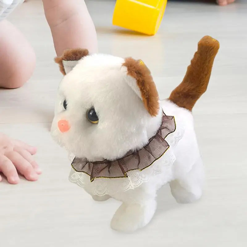 Tail Wagging Head Nodding Cat Toy Realistic Electronic Plush Toy Interactive Kitten Toy For Children Boys Girls