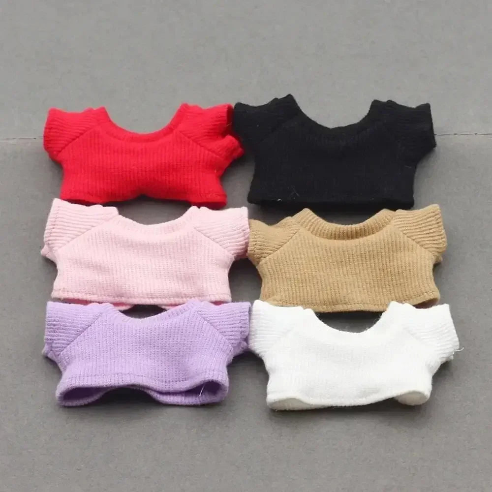 Mini Doll Clothes Outfit Accessories For Coca Cola Series 15-17cm Labubu Knitting T-shirt Hat pleated skirt Uniform Set Clothing