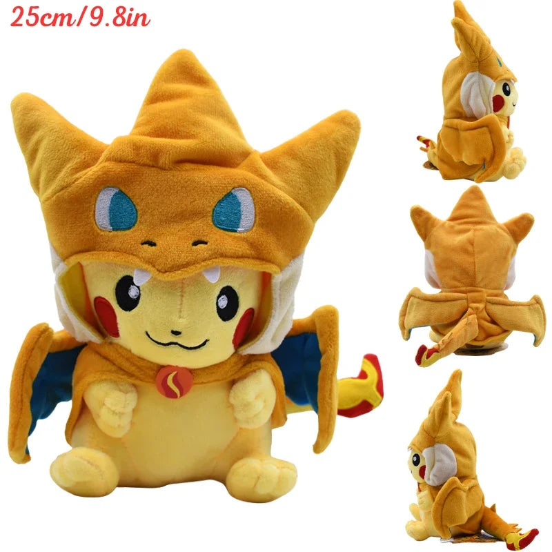 Pokemon Pikachu Cosplay Plush Toys Charizard Snorlax Garchomp Tyranitar Hydreigon Anime Eevee Lapras Morpeko Peluche Doll Gifts