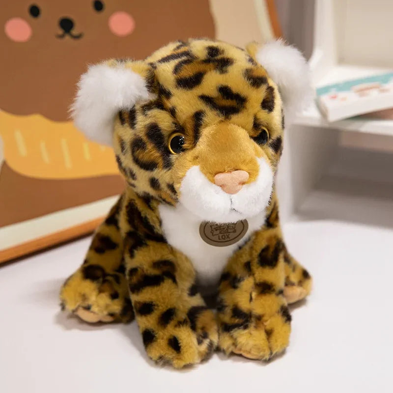 15-25cm Real Life Leopard Plush Toys Cute Simulation Cheetah Cub Models Stuffed Soft Animal Baby Doll Room Decor Cute Gift