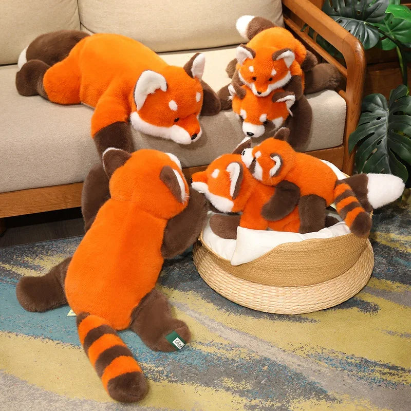 30cm-60cm Cute Lazy Style Raccoon Fox Red Panda Plush Toy Soft Stuffed Cartoon Animal Sofa Pillow Cushion Doll Home Decoration