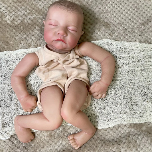 19inch Already Painted Reborn Doll Parts Levi Unassembled Lifelike Baby 3D Painting with Visible Veins Cloth Body Included