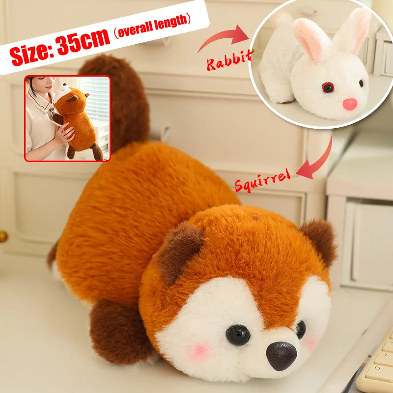 Cute Flip Panda Toys Kawaii Animals Red Raccoon Plush Dolls 2-in-1 Flip Change Cat Capibara Soft Pillows Graduation  Gifts