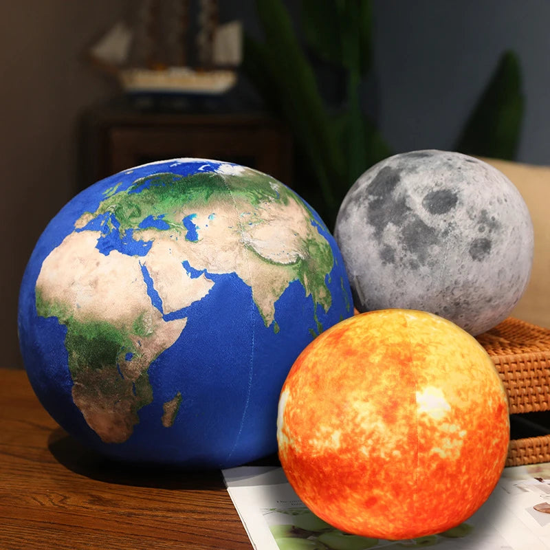 Realistic Earth Sun Mars Plush Toy Stuffed Planets in the Solar System Soft Doll Pillow Backrest Cushion Kids Toys Birthday Gift