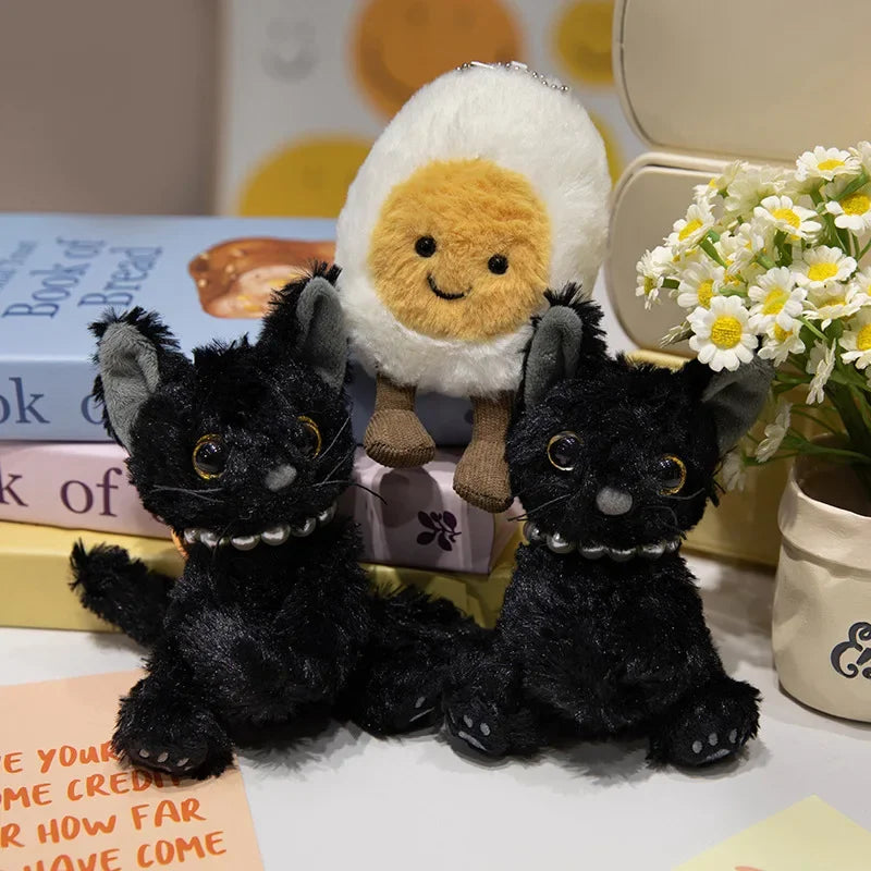 Creative Cute Cartoon Boiled Egg/Black Cat Pendant Soft Plush Workmanship Doll Decoration Great Birthday Present Friend Children