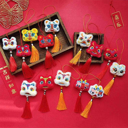 1PCS Chinese Style Festive Plush Lion Dance Tassel Pendant Luggage Hanging Decoration Bag Pendant Accessories