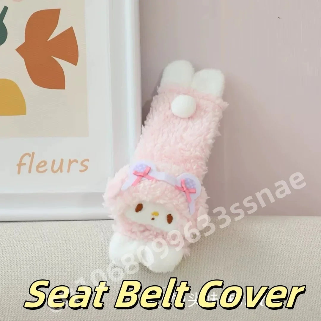 Sanrio Sweet Girl My Melody Back Cushion Headrest Seat Belt Cover Stuffed Anime Cuddly Pillow Sofa Bed Home Decor Xmas Gifts