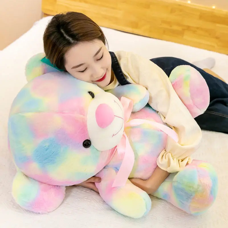 Disney Rainbow Bear Doll Cartoon Anime Cuddly Bear Plush Toys Sleep With The Sitting Models Rag Dolls Children Birthday Gift Toy