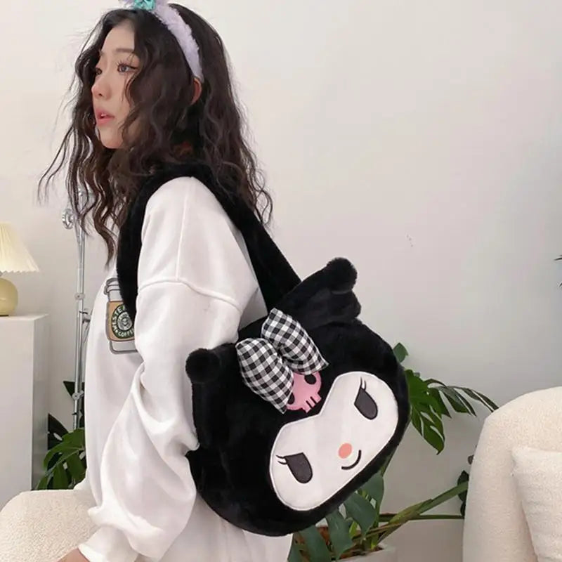 Wholesale Sanrio Plush Bag Kuromi Plush Handbag Kawaii Shoulder Bag My Melody Cinnamoroll Plushies Tote Bagpack High Capacity