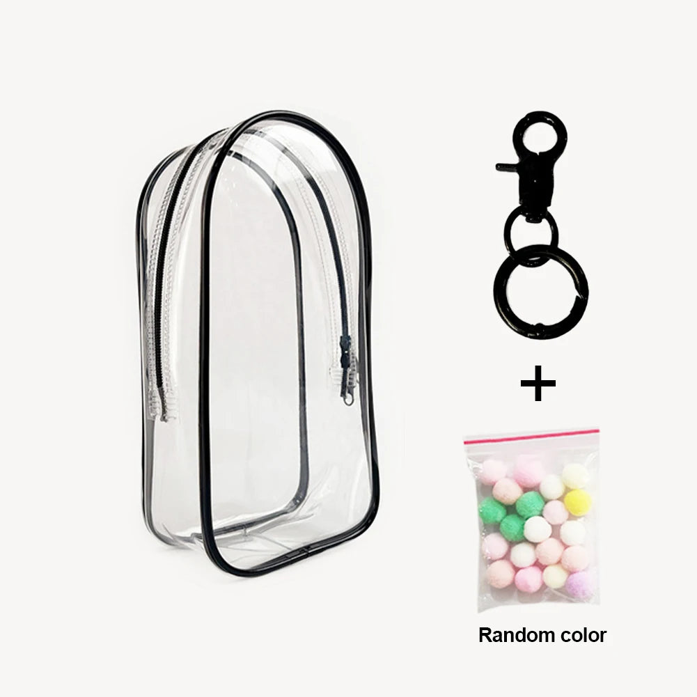 Protective Bag Thick Silicone Case For Labubu v1 v2 / Liila cat PVC Transparent Doll Dustproof Box with Keychain and balls