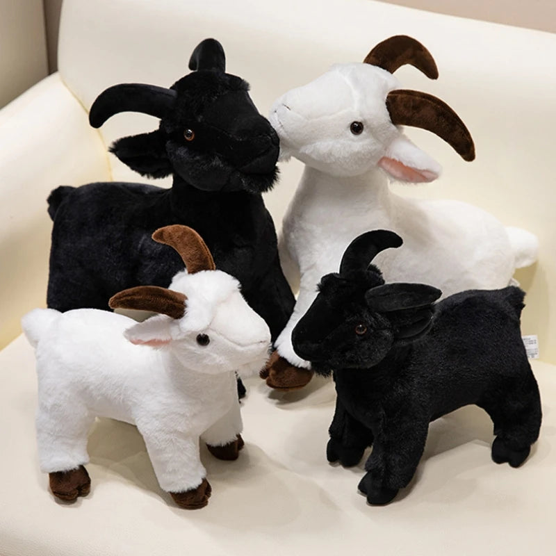 30/40cm Ranch Animal Series Soft Cute Simulation Black White Goat Mountain Lifelike Plush Toys Doll Kid Children Halloween Gift