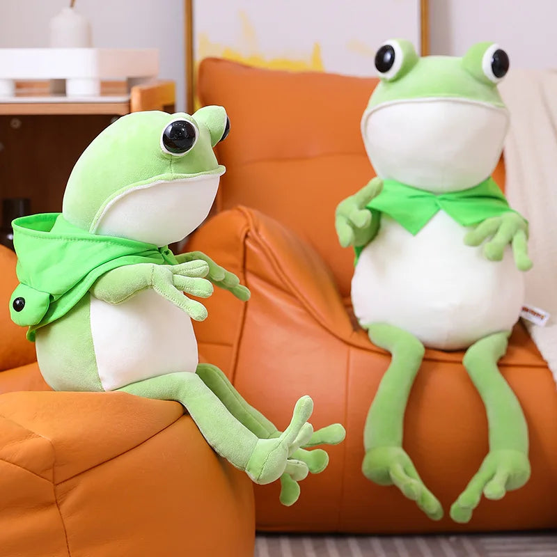 Cute Frog Plush Toy Green Hat Big Eyes Stuffed Animal Doll Funny Frog Pillow For Children Kids Birthday Gifts