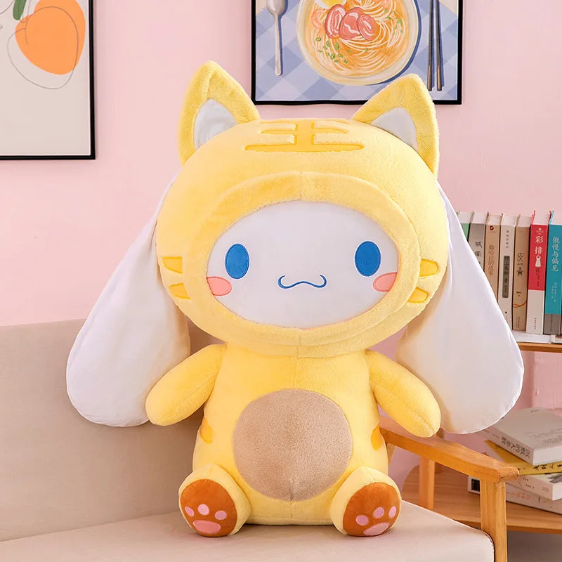 30/45CM Sanrio Cartoon Anime Figure Cute Cinnamoroll Big Eared Dog Plush Cos Tiger Doll Pillow Toys Children Birthday Gift