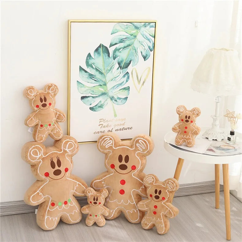 20/30/50cm Soft Gingerbread Man Minnie Mickey Soft Cute Cookie Man Doll Pillow Cushion Neck Pillow Gift for Girls