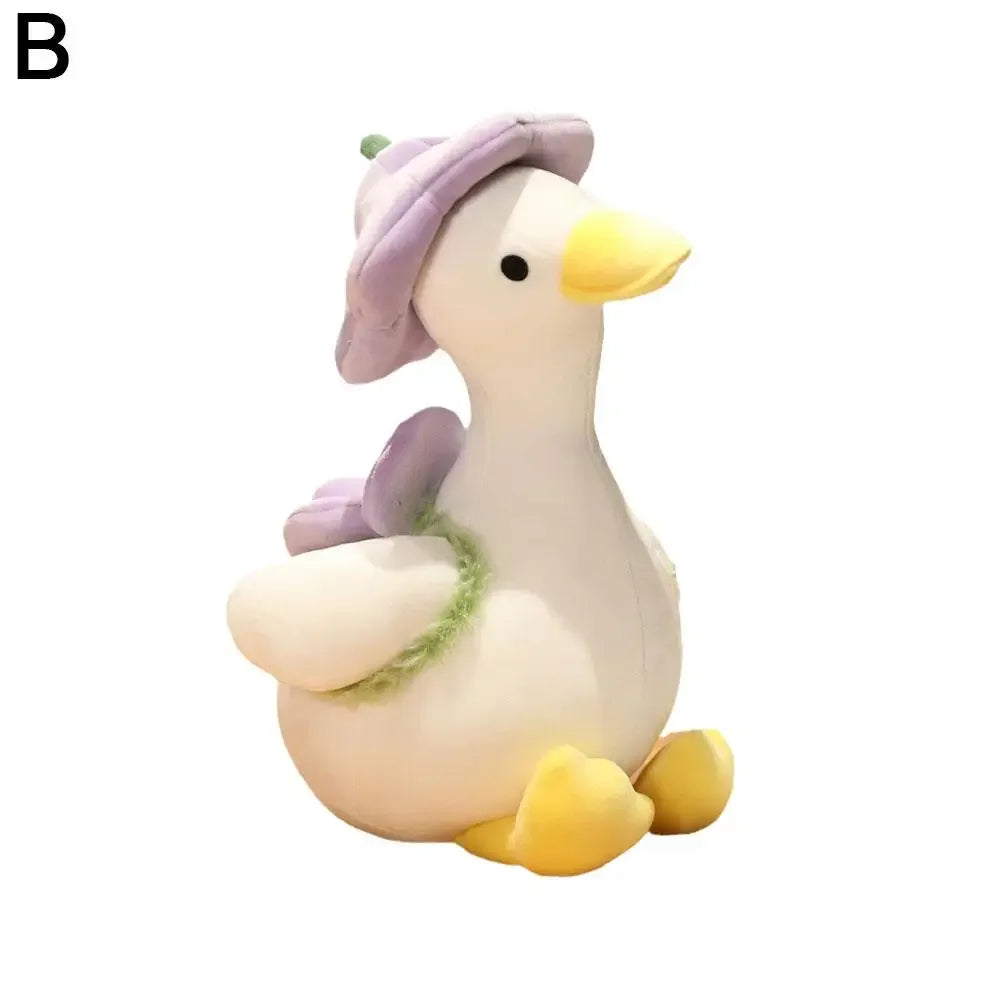 35/40cm Plush Small Yellow Duck Hat Flower Stuffed Backpack Cartoon Dolls Soft Plush Ornament Animal Car Toys Pendant T2i8