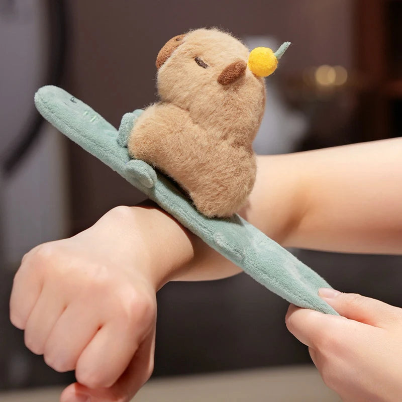 Creative Animal Slap Snap Wrap Wristband Bracelet Capybara Dog Cat Plush Hand Ring Wristband Kids Toys Creative Funny Gift