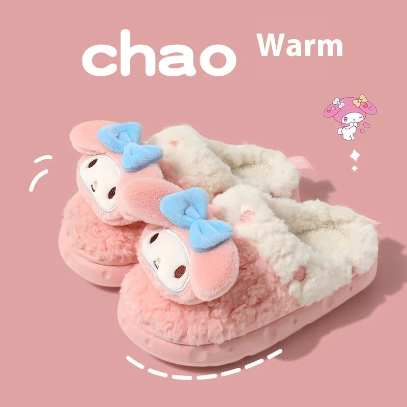 Hello Kitty Children's Slippers Winter Cute Indoor Warm Plush Slippers Sanrio Cute Girl Birthday Gift Anime peripherals