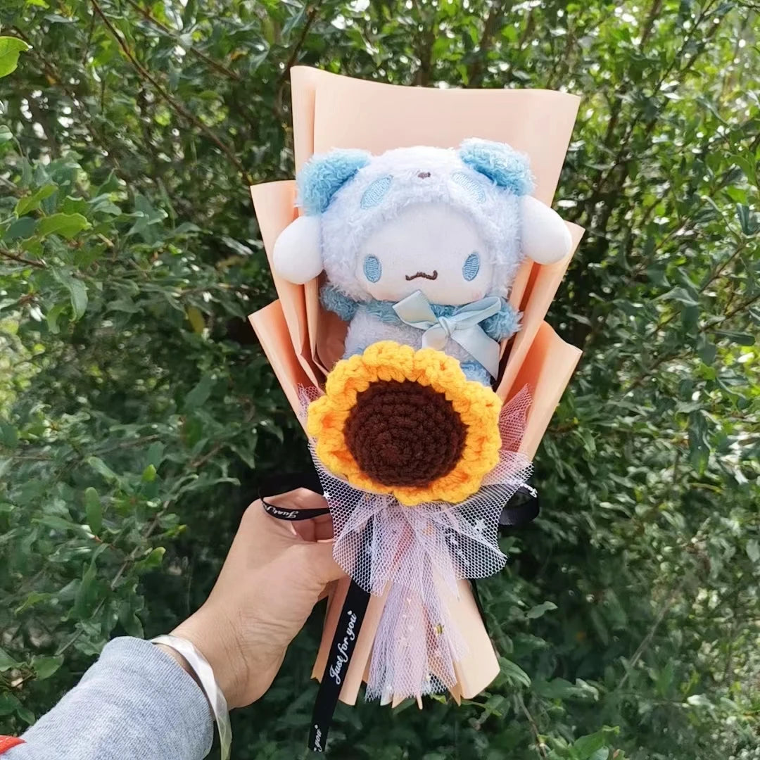 Sanrio Kuromi My Melody Cinnamoroll Hello Kitty  Plush Sunflower Bouquet Gift Valentine's Day Graduation Xmas Girl Friend  Gifts