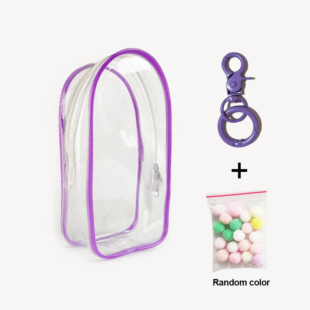 Protective Bag Thick Silicone Case For Labubu v1 v2 / Liila cat PVC Transparent Doll Dustproof Box with Keychain and balls