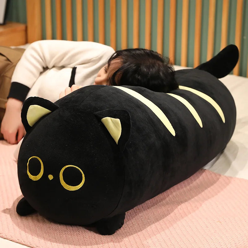 40-100CM Lovely Bread Series Animals Soft Long black Cat Pillow Stuffed Plush Toys Nap Pillow Home Comfort Cushion girls Gifts