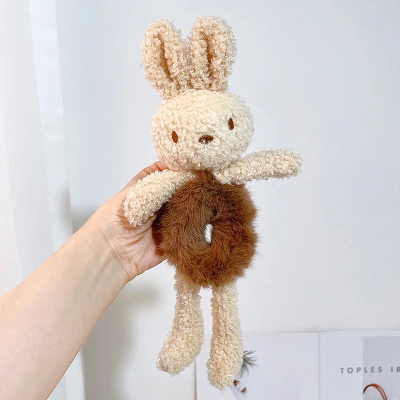 Cartoon Plush Rabbit Hair Ring Simple Hair Rings Fur Round Hair Ring Children's Ball Hair Accessories