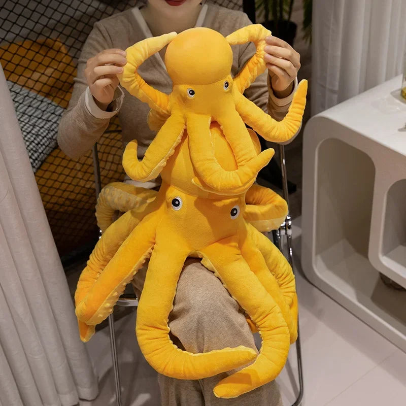 30/40/50CM Simulation Yellow Octopus Plush Toy Lifelike Stuffed Animals Plushies Doll Cartoon Soft Pillow Xmas Birthday Gift