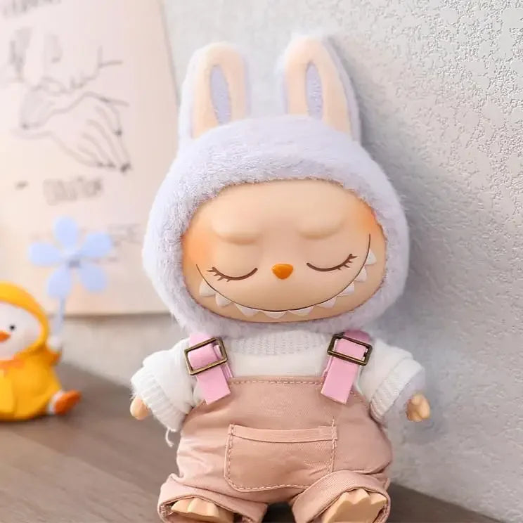 For 17 CM labubu Sitting Party Macaron 15cm Vinyl Pendant Doll Clothes Overalls Shoes for labubu V1 V2 outfit clothes