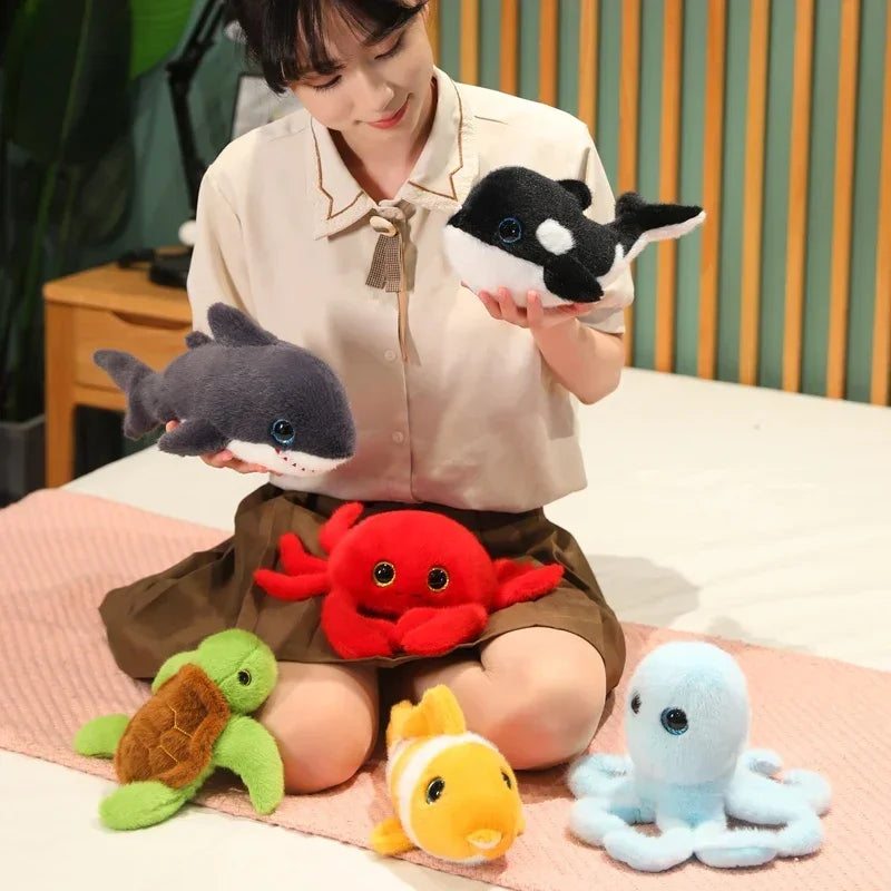 New Shark Crab Sea Turtle Octopus Clown Fish Cartoon Sea Ocean Animal Plush Toy Stuffed Doll Boy Girl Gift Home Decoration