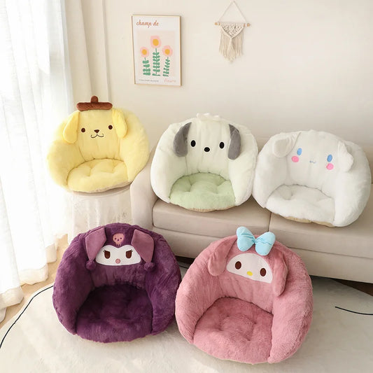 Cute Anime Sanrio My Melody Seat Cushion For Chair Pom Pom Purin Kuromi Back Cushion Comfortable Warm Butt Girly Sitting Cushion