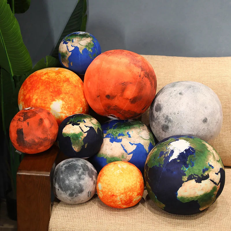 Realistic Earth Sun Mars Plush Toy Stuffed Planets in the Solar System Soft Doll Pillow Backrest Cushion Kids Toys Birthday Gift