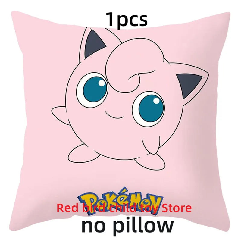 45X45CM Pokémon Pikachu Eevee Anime Short Plush Cute Cartoon Pillowcase Home Sofa Office Cushion Pillow Cushion Cover Wholesale