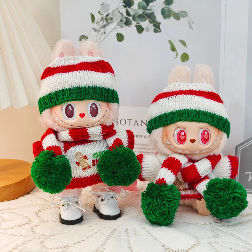 Mini Plush Doll'S Clothes Outfit Accessories For Korea Kpop Exo Labubu Idol V1 V2 Christmas sweater hat cape suit Clothing Gift