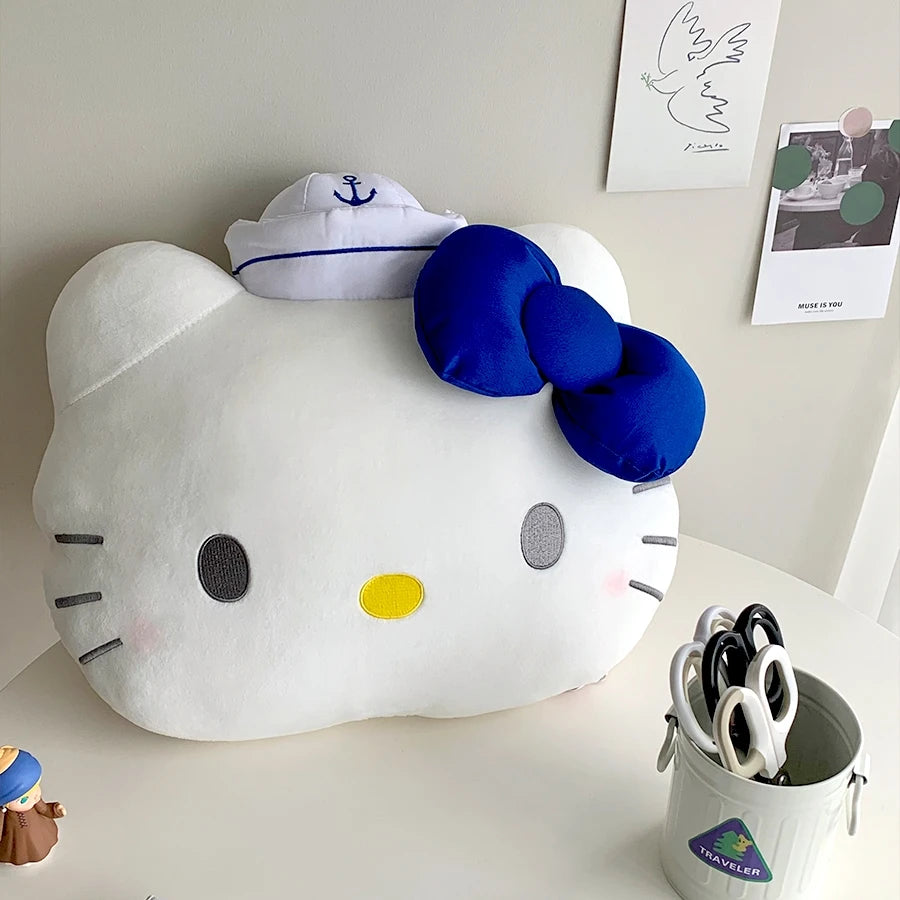 Sanrio Original Hello Kitty Plush Toy Stuffed Cartoon Seafarer Hello Kitty Plushies Cute Japanese Style White Cat Pillow Gifts