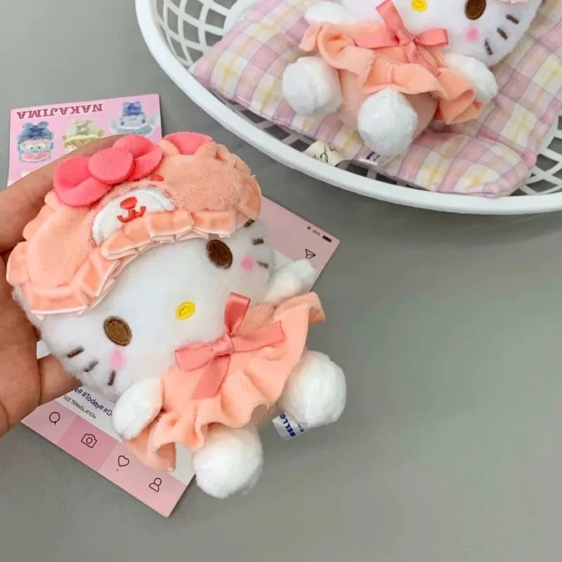 Sanrio Dress Up Series Hello Kitty Cute Plush Car Keychain Children's School Bag Cartoon Pendant Peripheral Holiday Anime Gift