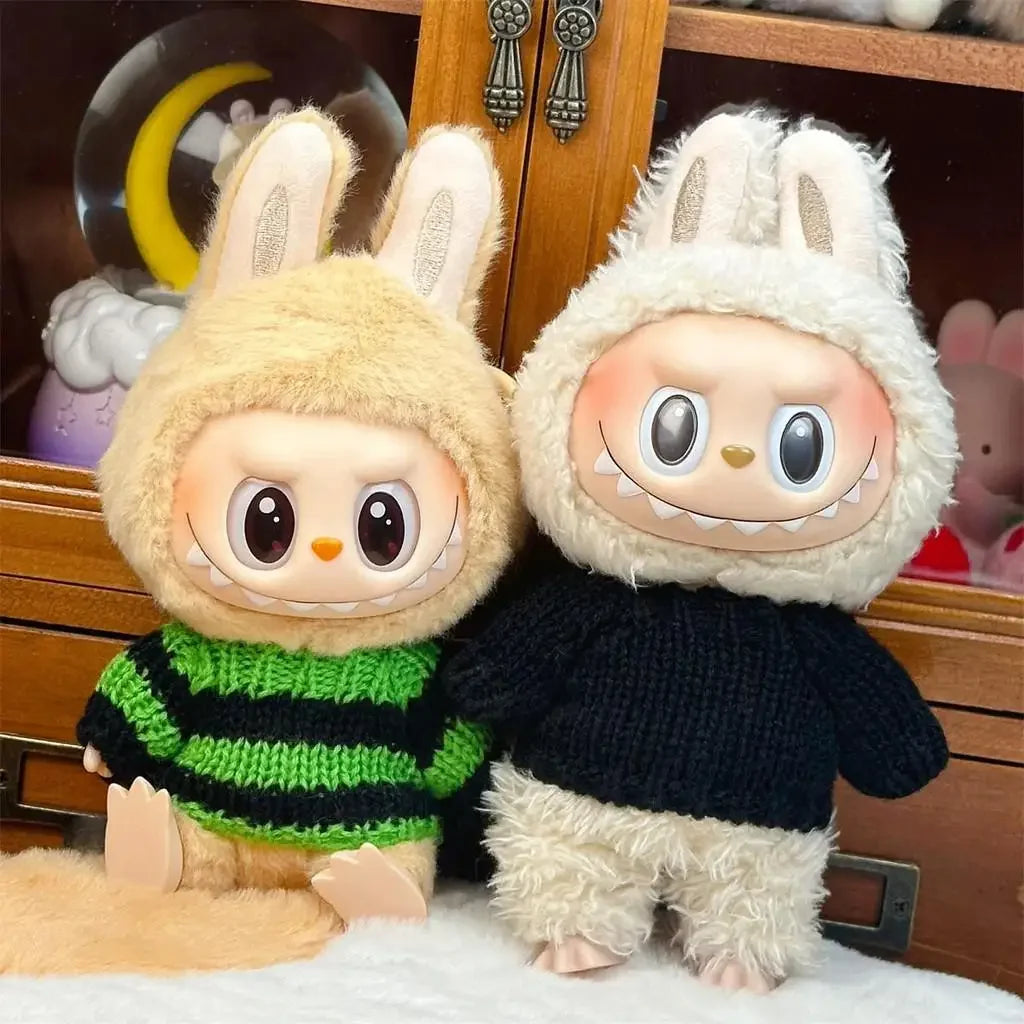 For 17CM Labubu v1/v2 baby clothes cute top winter sweater Match Hoodies Dolls Accessories Cute Decoration for labubu decoration