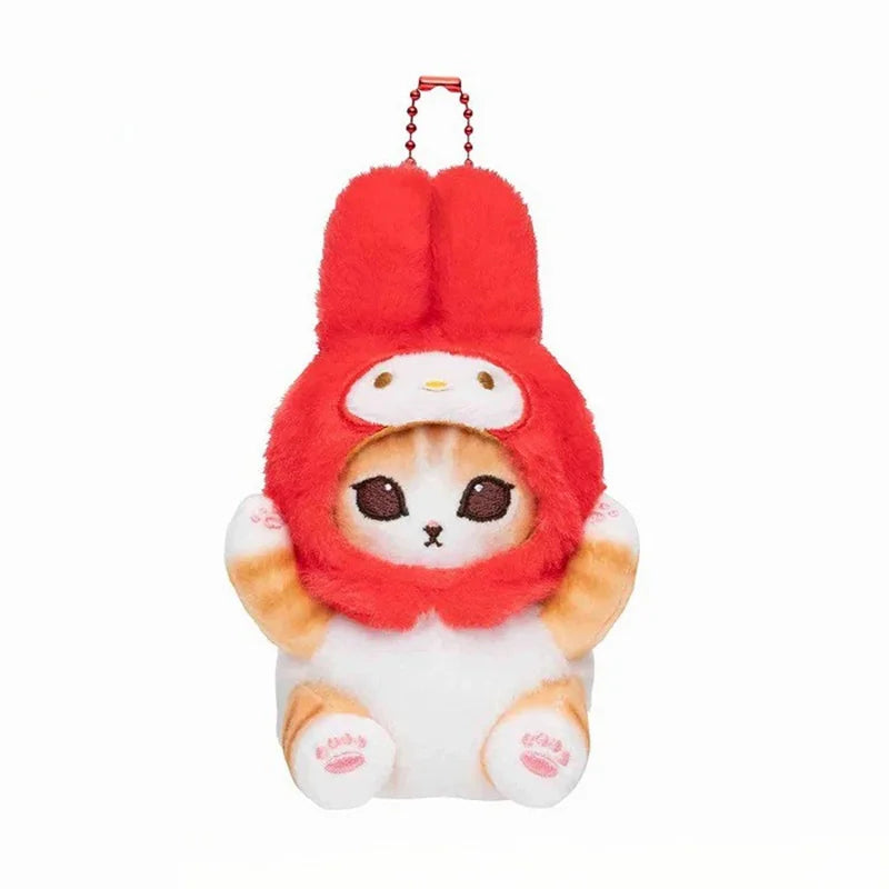 12CM Kawaii Mofusand Cross-Dressing Sanrio Hello Kitty Kuromi Hanyodon Plush keychain pendant Anime plush doll backpack pendant