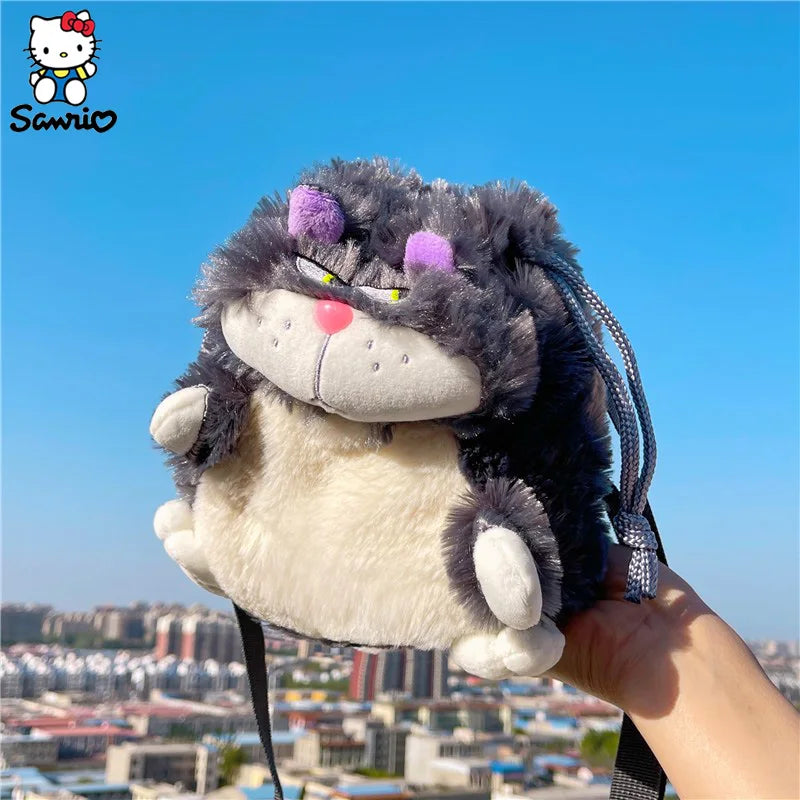 Lucifer Cat Bag Plush Shoulder Bag Cartoon Anime Lucifer Cat Portable Drawstring Shoulder Bag Plush Toy Diagonal Package Gifts