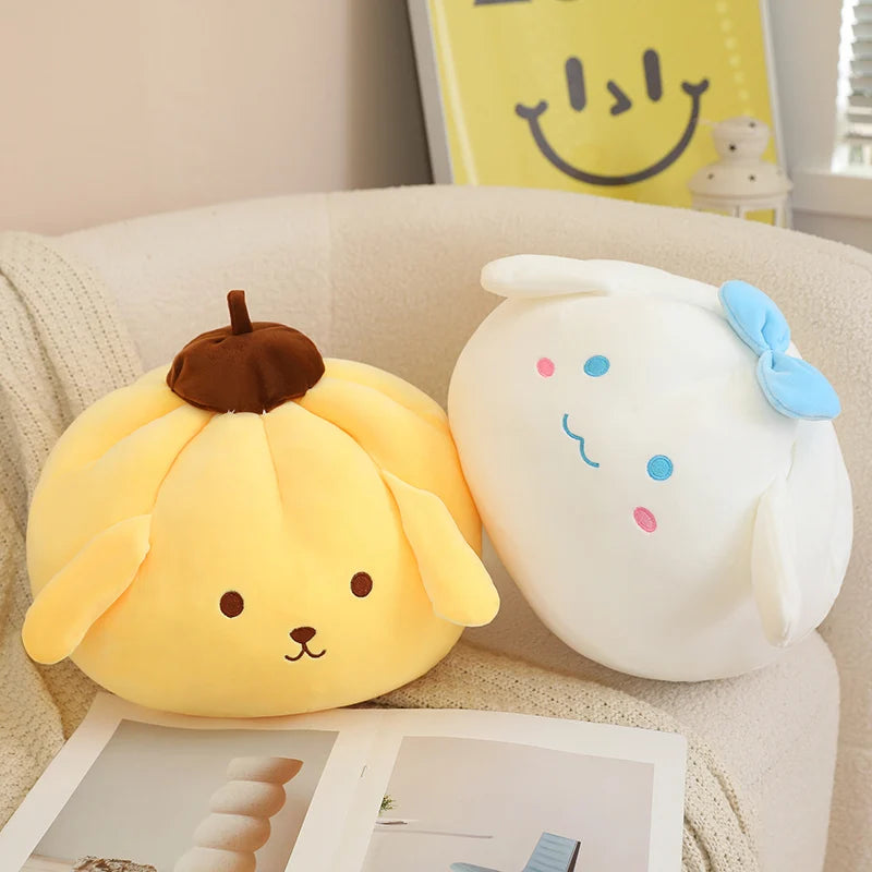 20/30/40cm Sanrio Plush Toys Kawaii Round Cinnamoroll Pom Pom Purin Plush Pillow Cute Chubby Sofa Cushion Soft Sleeping Pillow