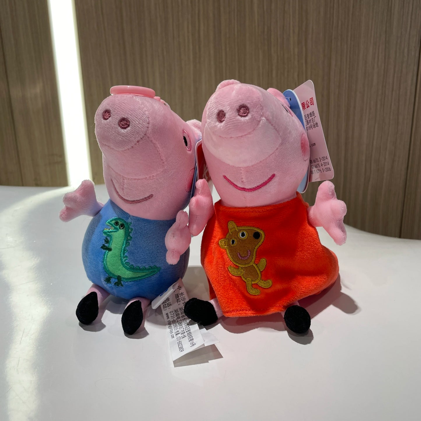 2pcs/set Genuine Peppa Pig kids Plush Toys peppa with Teddy bear George with Dinosaur Soft Stuffed Dolls Kids Toys original box