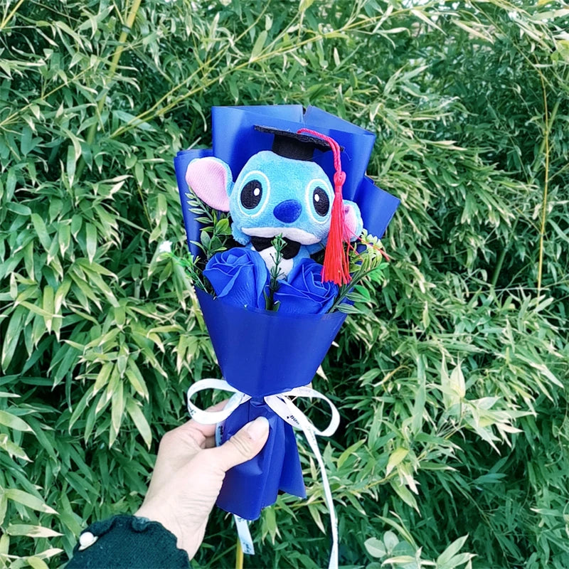 Anime Lilo and Stitch Graduation Bouquet Cartoon Stuffed Plush Doll Toy Animals Valentine's Day Christmas Birthday Party Gifts