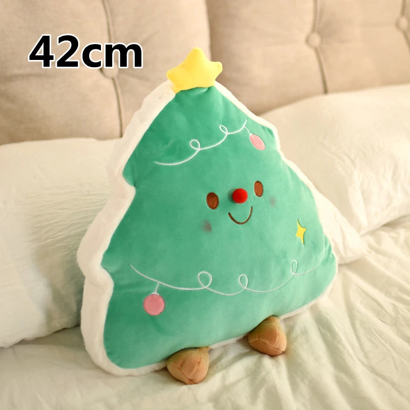 Cute Gingerbread Man Throw Pillow Christmas Tree Plush Toy Girly Room Decoration Lying Elk Plushies Soft Gifts For Girl