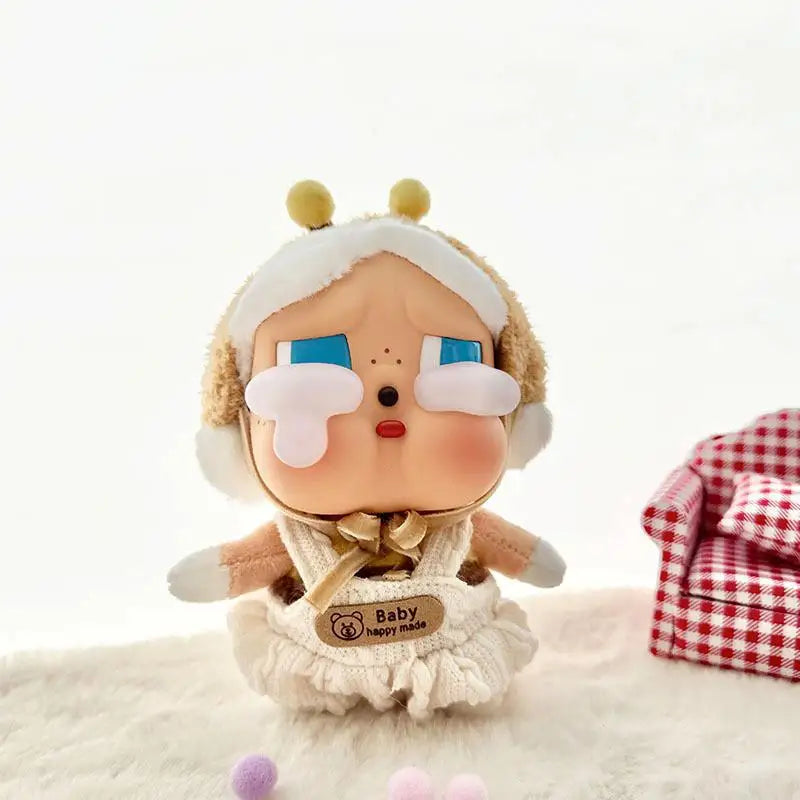 For 15 CM CRYBABY crying baby tears vinyl face plush doll clothes outfit overalls set