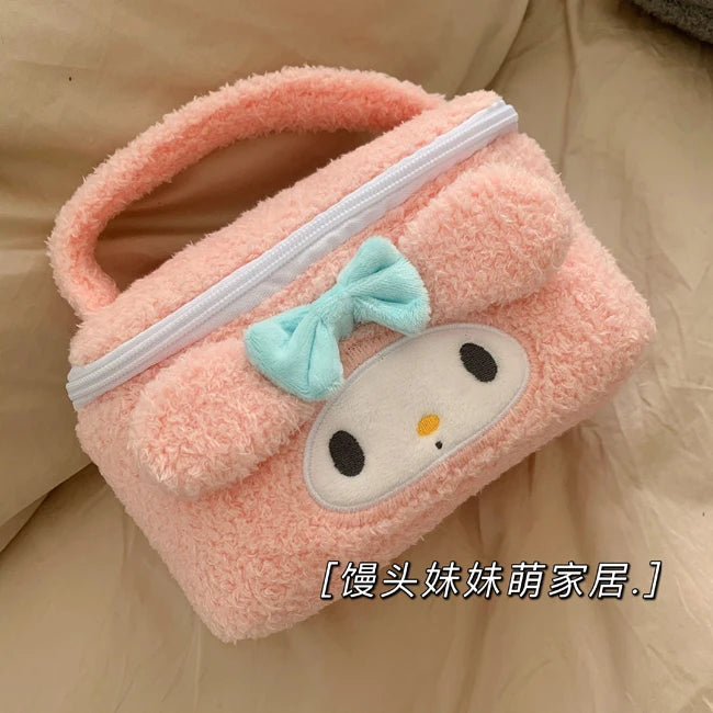 Lovely Japanese Style Kuromi My Melody Cosmetic Case Cosmetic Bag Lolita Shoulder Bag Handbag Plush Bag Cute Gifts For Girl