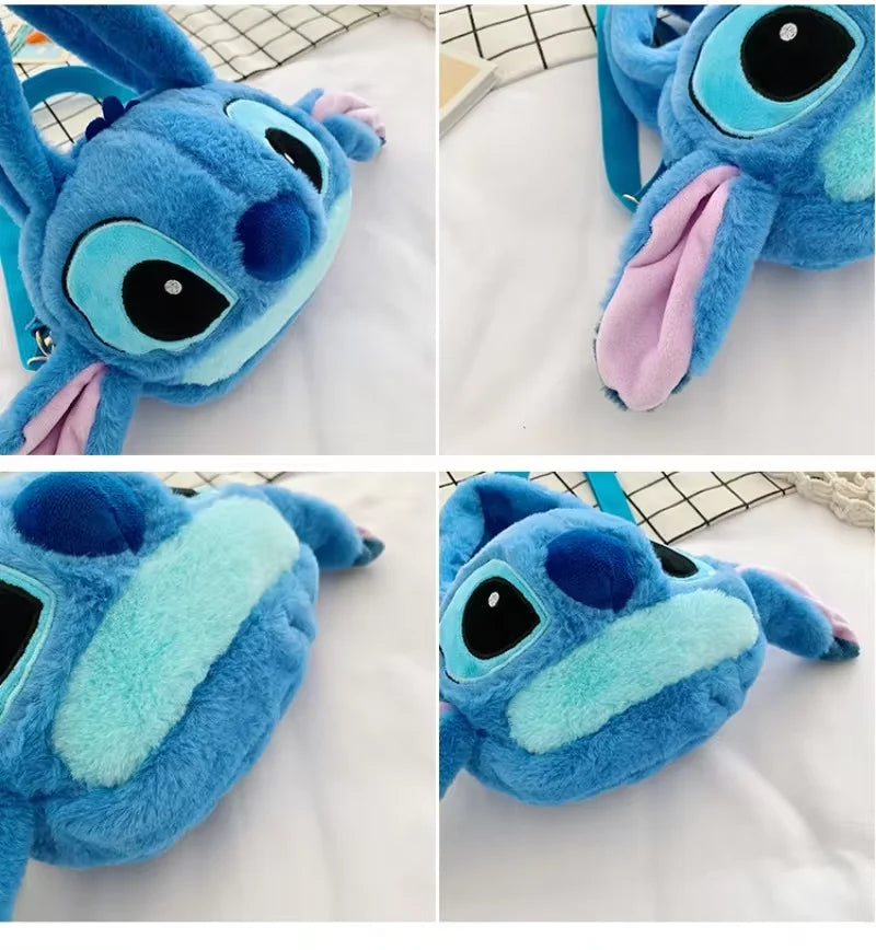 Disney New Lilo & Stitch Plush Toys Kawaii Plush Messenger Bag Girl Handbag Anime Stuffed Toys Children Cartoon Plushie Soft Bag