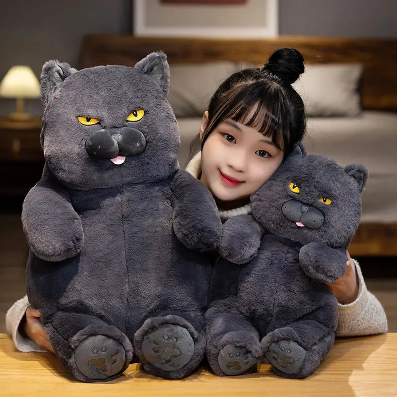 30cm-60cm Kawaii British Shorthair Cat Soft Plush Toys Stuffed Animal Dolls Gift Lovely Fat Gray Cats Pillow Home Decor