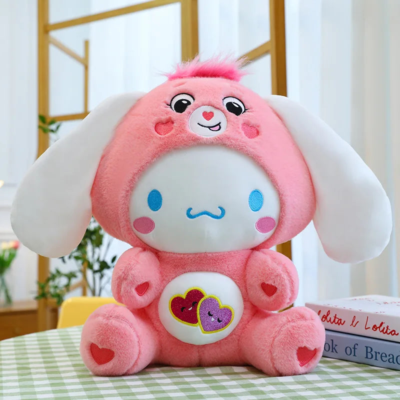 Bow Hello Kitty Cinnamoroll Anime Cartoon Care Bears Cross-Dressing Plush Toy Kawaii Bedroom Decoration Pillow Kid Birthday Gift