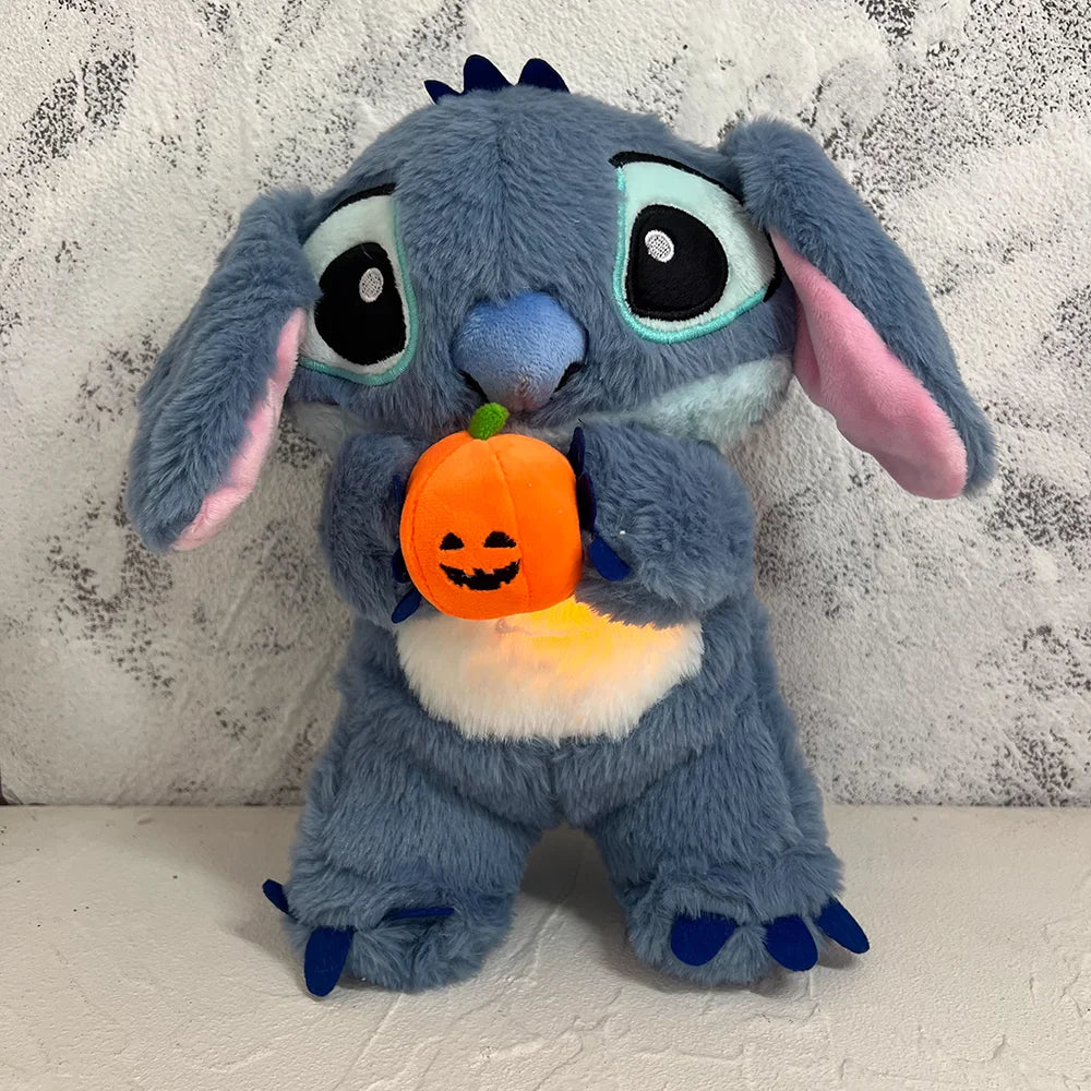 2024 New Lilo&Stitch Hug Pumpkin Plush Doll Breath Child Peluche Kawaii Soothes Toy Baby Music Light Sleep Toy Christmas Gift